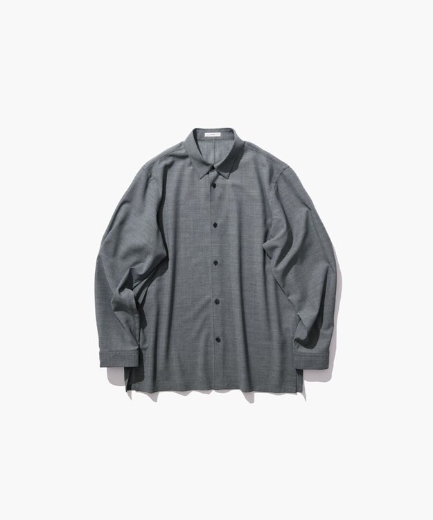 ATON TWIST WOOL GAUZE | ルーズフィットシャツ - UNISEX GRAY