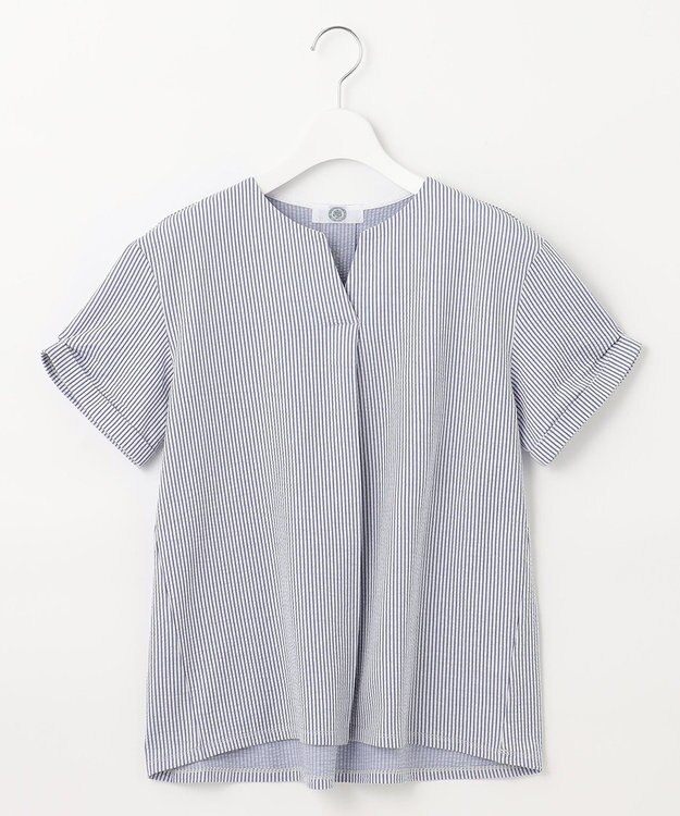 J.PRESS LADIES L 【WEB限定カラーあり・抗菌消臭・吸水速乾】サッカージャージー キーネック カットソー ブルー系1