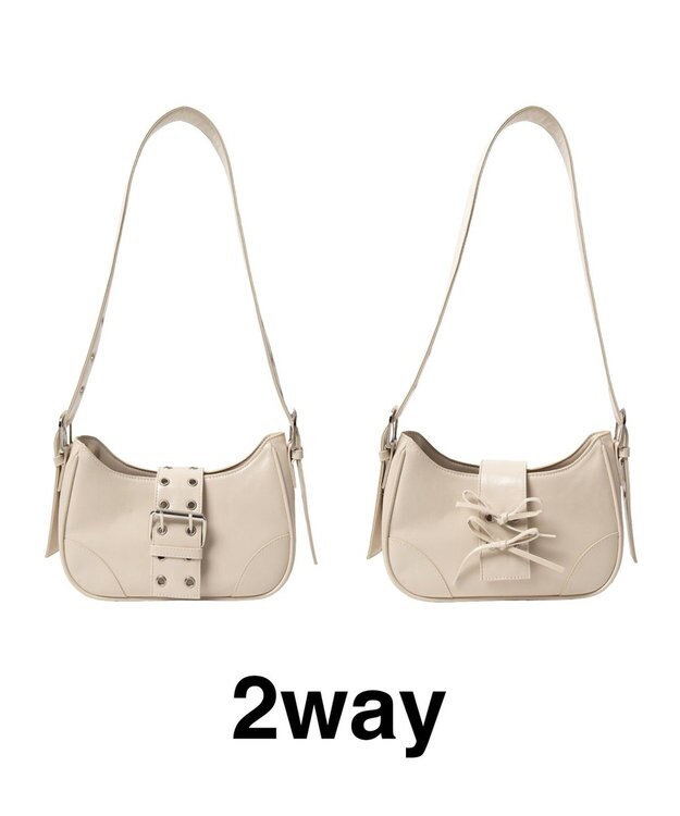 WEGO マルチWAYハーフムーンベルトバッグ オフホワイト