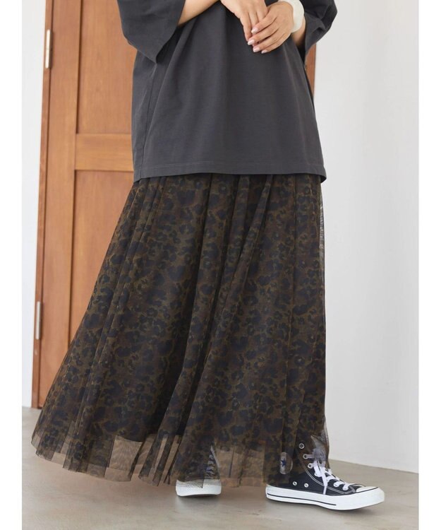 AMERICAN HOLIC チュールギャザースカート Leopard
