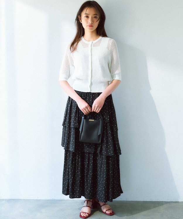 組曲 【入江未悠さんコラボ】ギャザーライトデシンティアード スカート モノトーンドット系5