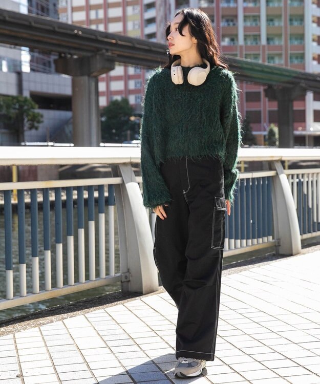 WEGO 【ユニセックス着用ITEM/SMLサイズ展開】ワイドカーゴパンツ ブラックその他