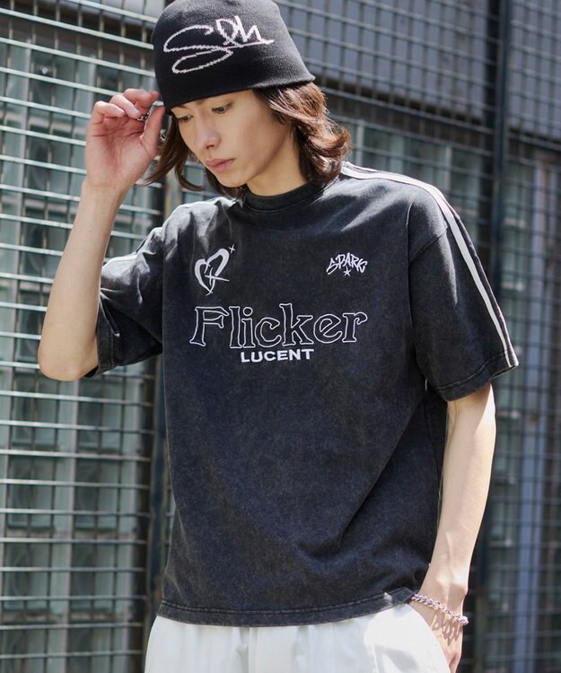 WEGO 【ユニセックス着用ITEM】スリーブラインロゴBIG　T（SS） ブラック
