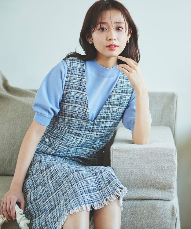 Feroux 【洗える】ツイード ジャンパースカート ピンク系9