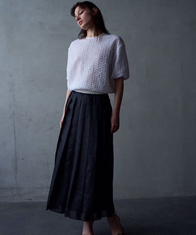 自由区 【Exclusive】シャイニープリーツ スカート ブラック