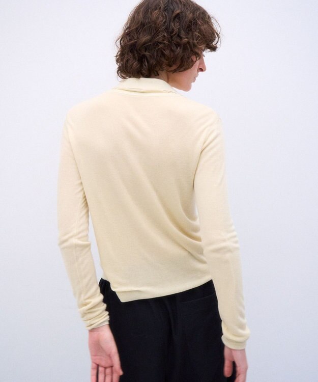 ATON SILK BLENDED CIRCULAR RIB | クルー＆ポロレイヤードプルオーバー YELLOW