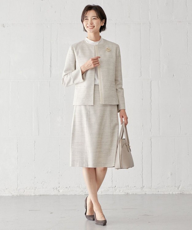 J.PRESS LADIES ライトツイードストレッチ スカート ベージュ系1
