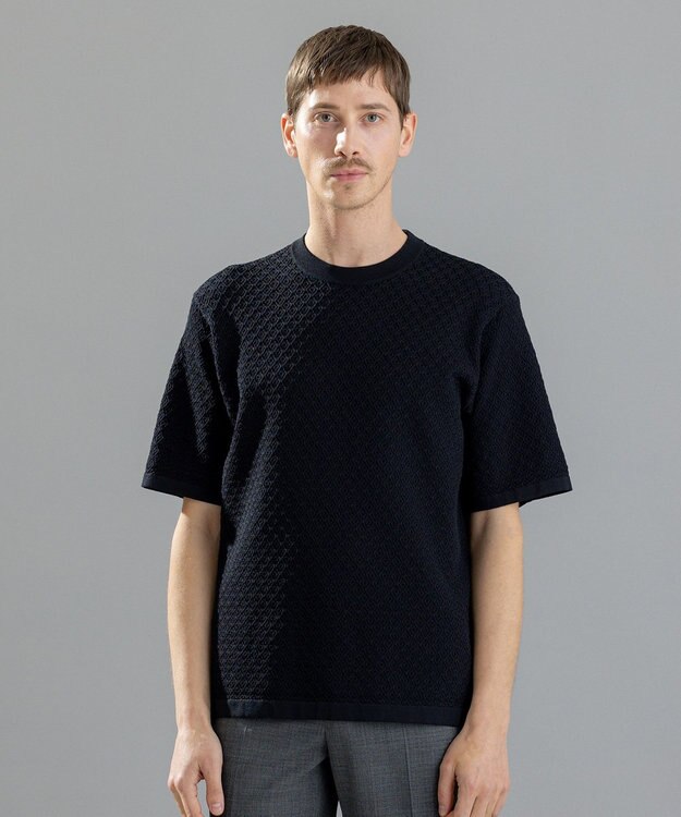 JOSEPH HOMME ドライコットンリンクス　半袖ニット ブラック系