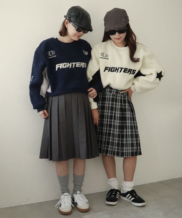 WEGO スポーツグラフィックボアショートプルオーバー ネイビー