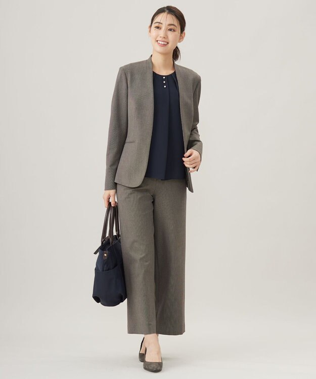 J.PRESS LADIES L ストレッチジョーゼット カットソー ネイビー系