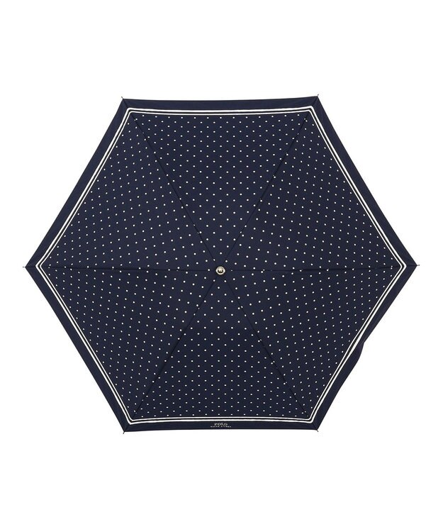MOONBAT POLO RALPH LAUREN 晴雨兼用日傘 折りたたみ傘 ドット×グログラン／一級遮光 遮熱 UV ディープブルー