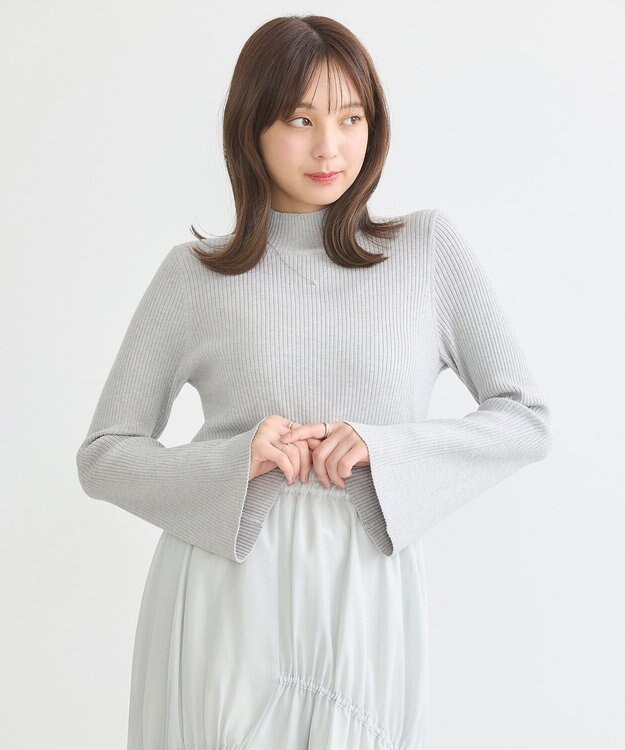 earth music&ecology フレアスリーブプルオーバー Light Gray Mixture