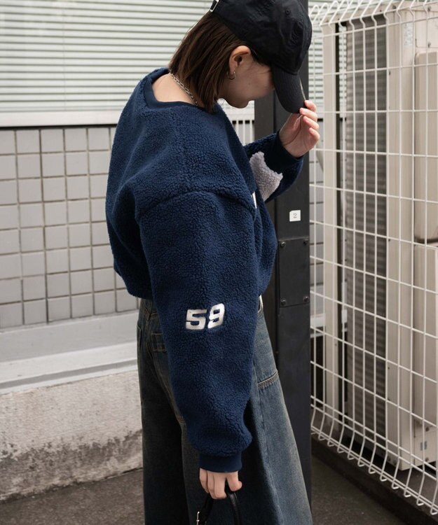 WEGO スポーツグラフィックボアショートプルオーバー ネイビー