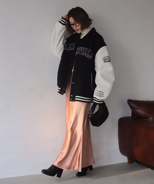 WEGO 【25年秋冬新作/ユニセックス着用ITEM/SMLサイズ展開】メルトンワッペンスタジャン ブラック