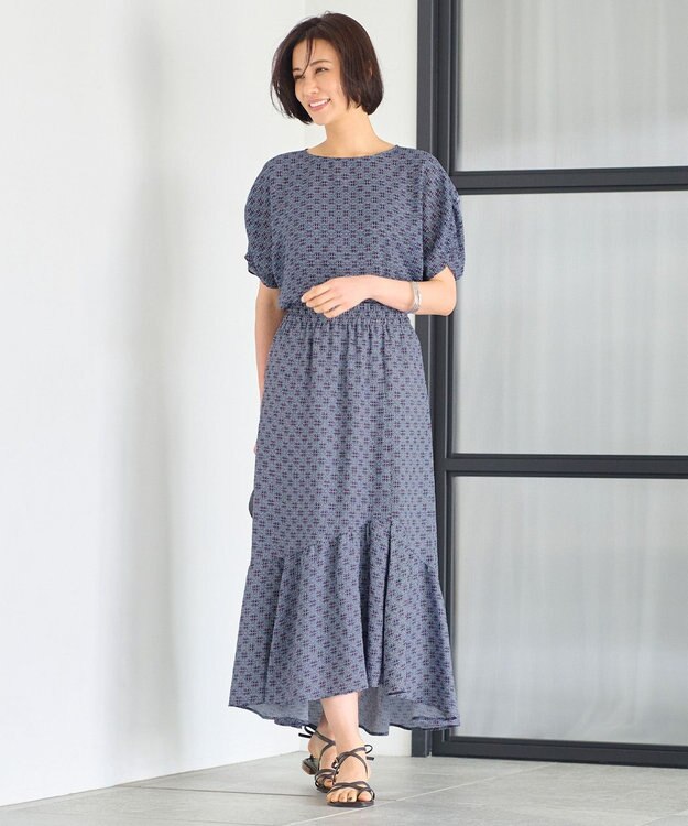 自由区 【洗える・XSサイズあり】アラベスクプリント ブラウス ブーケンビリア