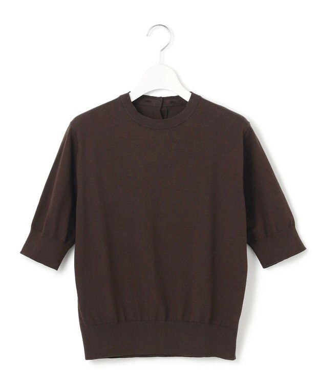 23区 【洗える】Brocheチェック レース付け襟 ニット ダークブラウン系