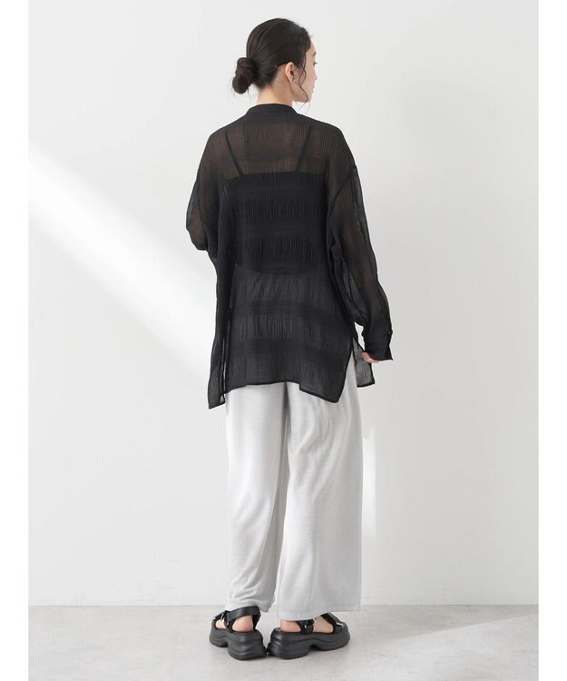 earth music&ecology クシュクシュシアーシャツ Black