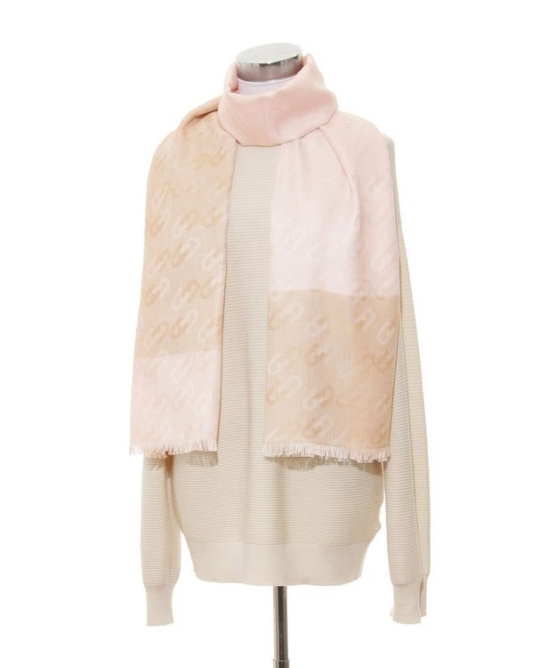 MOONBAT FURLA シルクカシミヤジャカードストール／幅55cm ペールピンク