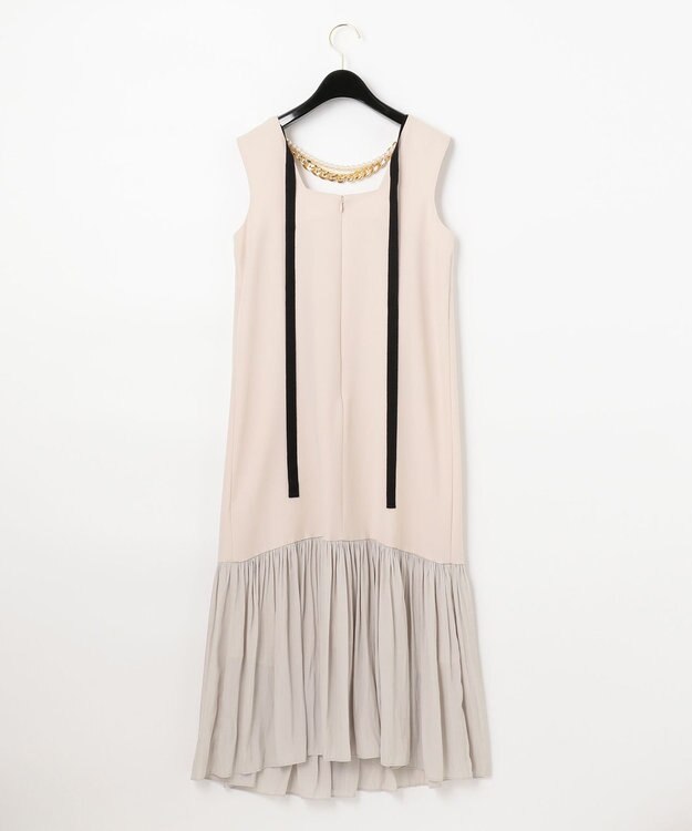 GRACE CONTINENTAL ネックレス付ティアードドレス ベージュ