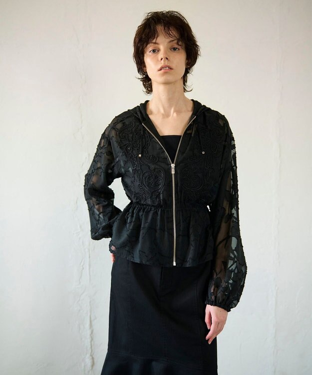 GRACE CONTINENTAL ジャガード刺繍ブルゾン ブラック