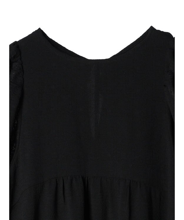 earth music&ecology 膨れジャガードパフ袖ワンピース Black