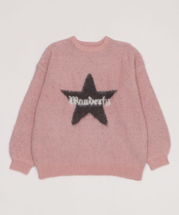 WEGO シャギーグラフィックニットBIGプルオーバー 柄1