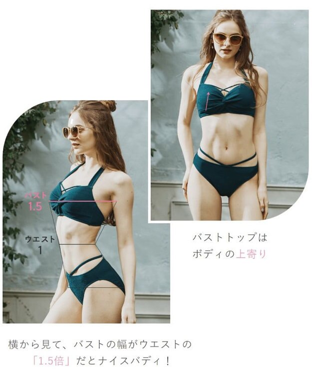San-ai Resort（三愛水着楽園） 【San-ai Resort×PEACH JOHNコラボ】【ナイスバディ水着】フリルワイヤービキニ　9M・11L グリーングレー
