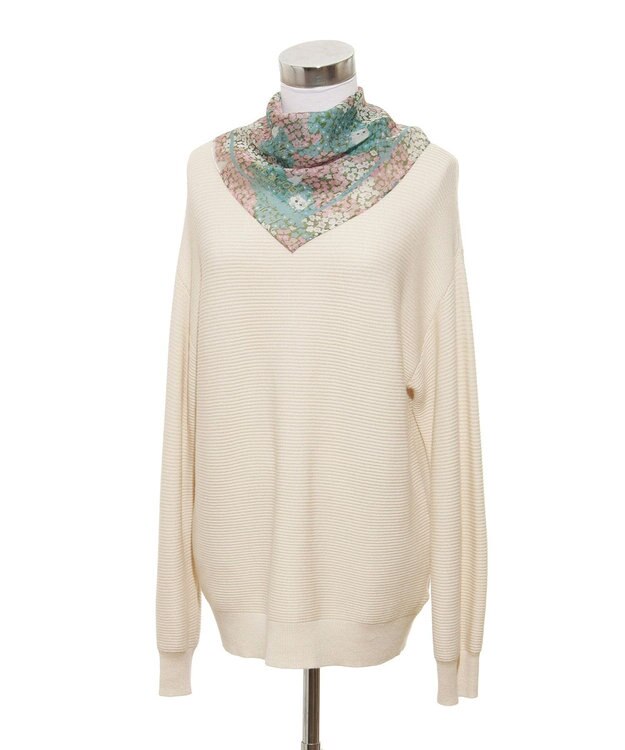 MOONBAT 【WEB限定】PAUL & JOE ACCESSOIRES シルクシフォンスカーフ 58×58cm ターコイズブルー(Hide and seek in the flowers)