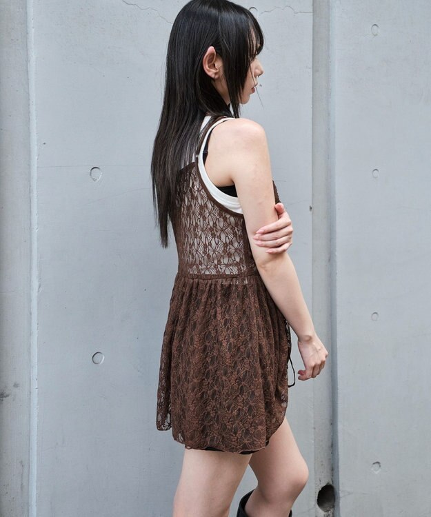 WEGO ドロストデザインキャミワンピース ブラウン