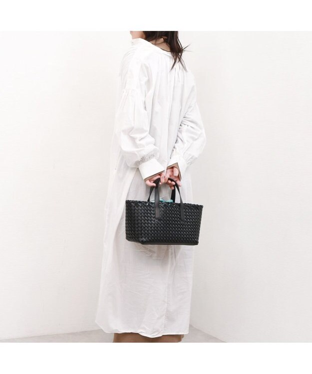 UNBILLION カシュカシュ cachecache / コードかがり横長トートバッグ ブラック