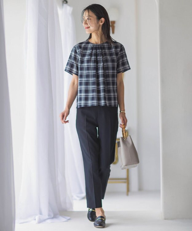 J.PRESS LADIES L 【セットアップ対応・洗える】DRYウーステッド テーパード パンツ ブラック系