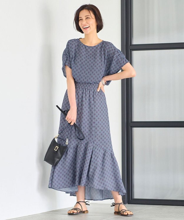 自由区 【洗える・XSサイズあり】アラベスクプリント ブラウス ブーケンビリア