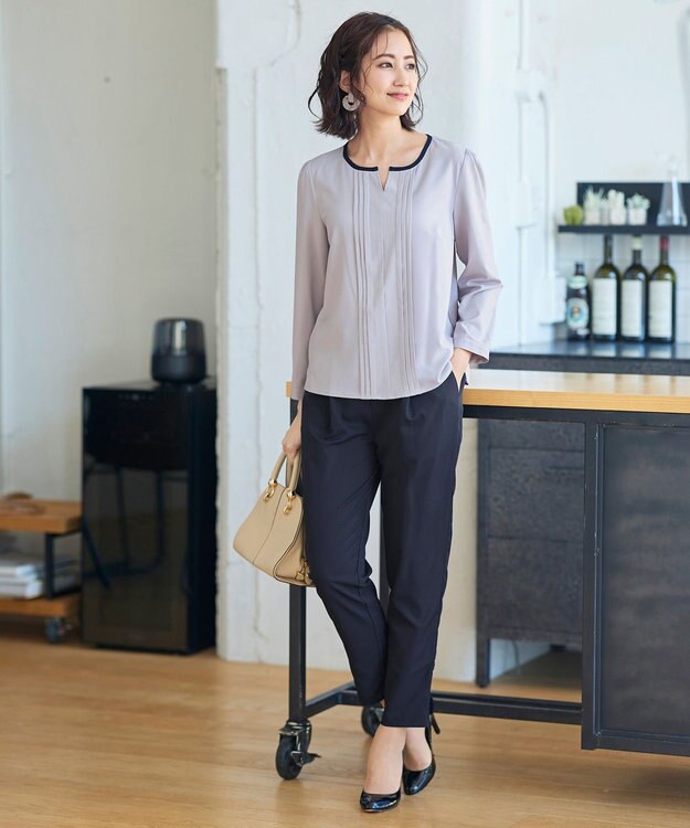 Tiaclasse 【洗える】幅広く活躍が期待できるドロストパンツ ネイビー