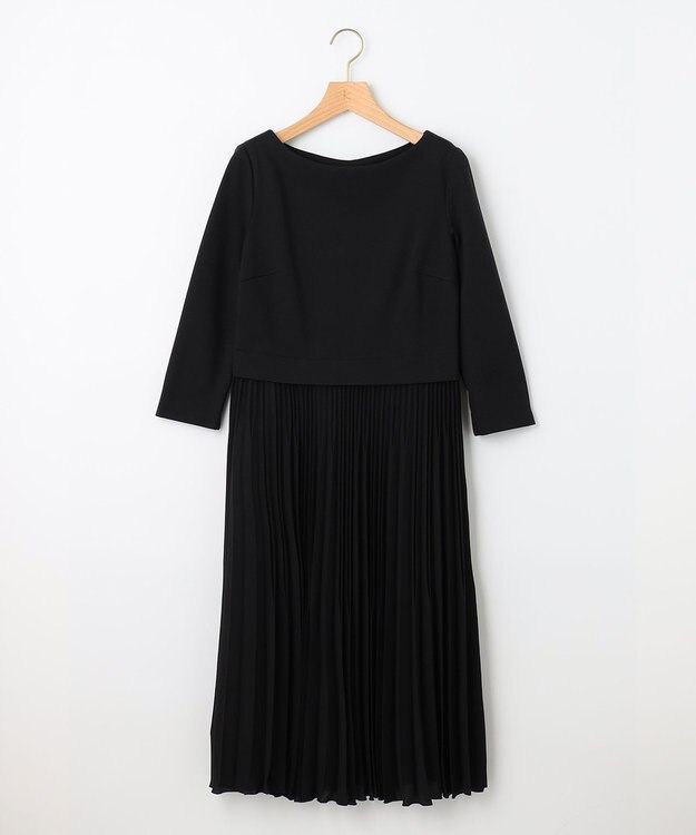 組曲 L 【KUMIKYOKU NAVY】ジャージーコンビプリーツ ワンピース ブラック系
