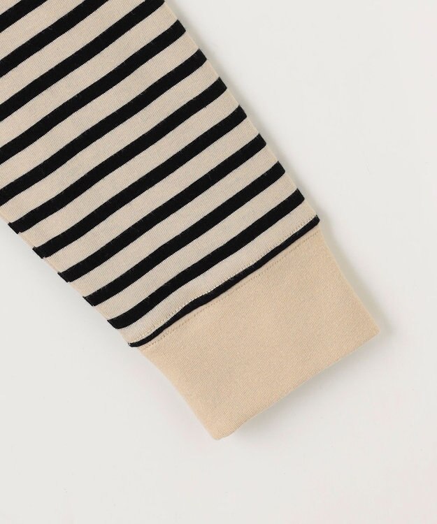 ANY リブポイントテールＴシャツ ベージュ×ブラック