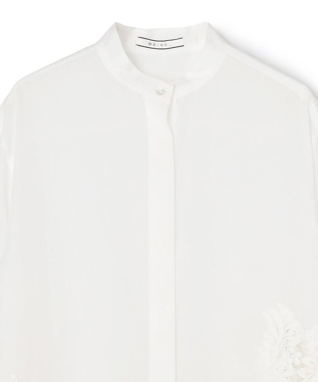 BEIGE， GALENA / コットンレースバンドカラーシャツ Off