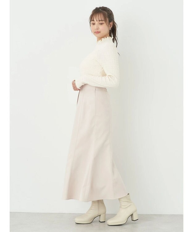 earth music&ecology フロントボタンスカート Beige