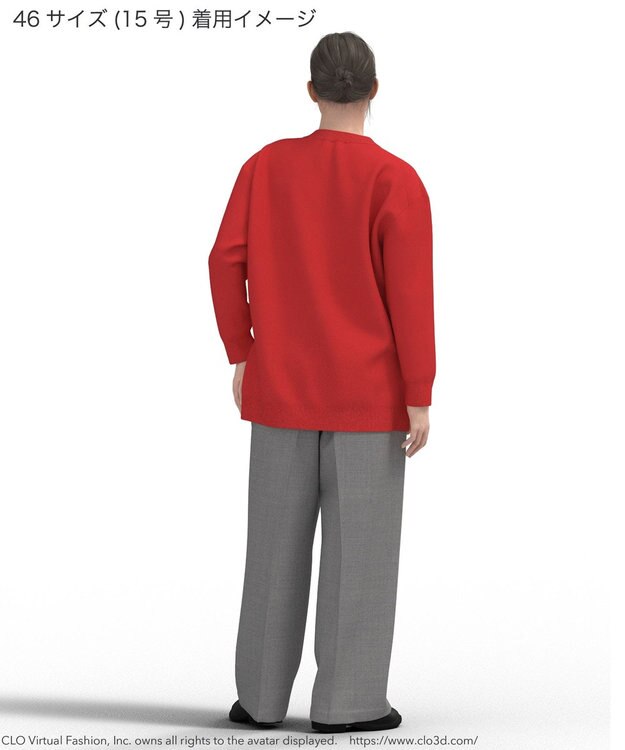 23区 L 【Lサイズ限定】ヴィスコースストレッチ Ｖネック ニット レッド系