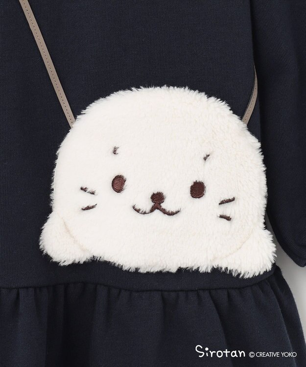 ANY KIDS 【しろたん×anyFAM】しろたんポシェットフードワンピース ネイビー