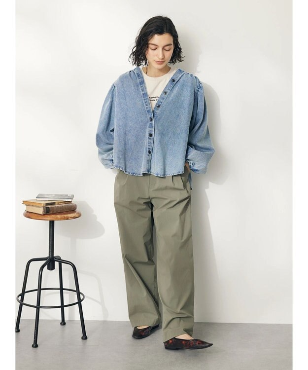 CRAFT STANDARD BOUTIQUE デニムギャザーヨークブラウス Sax