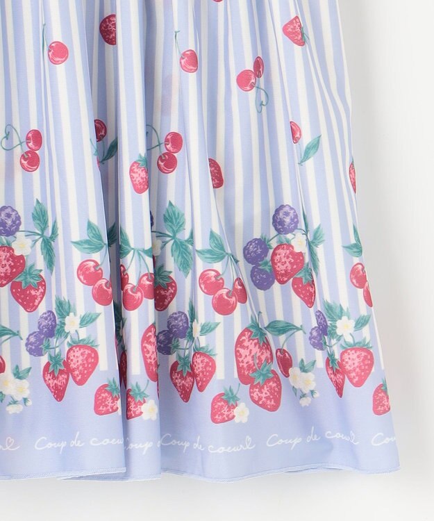 ANY KIDS ストライプ×フルーツ ワンピース 水着 サックスブルー系