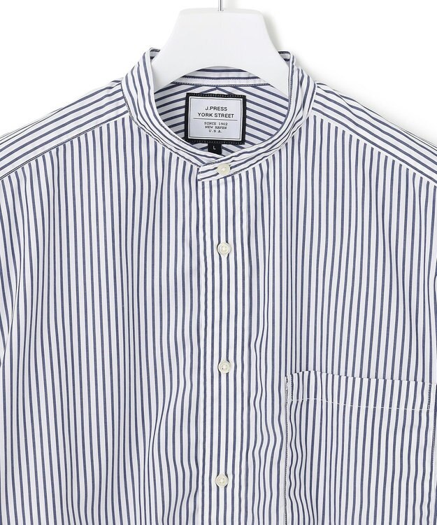 J.PRESS YORK STREET 【UNISEX】タイプライターストライプ バンドカラーシャツ ホワイト系1
