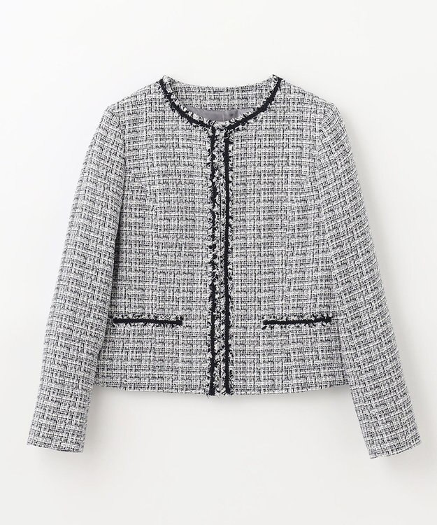 ANY ファンシーラメツイード ノーカラージャケット ホワイト系3