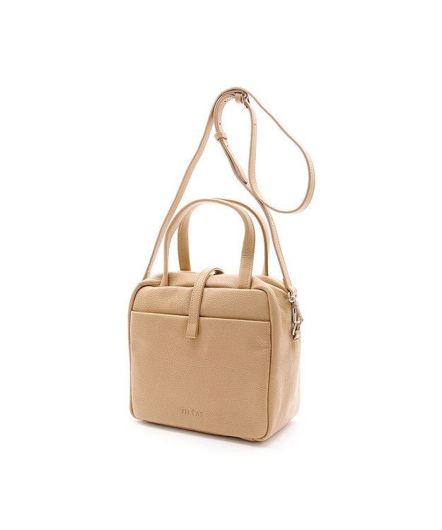 MioFIRANO ボックス本革ハンドバッグ 2WAY　fiLEAT フィリート BEIGE