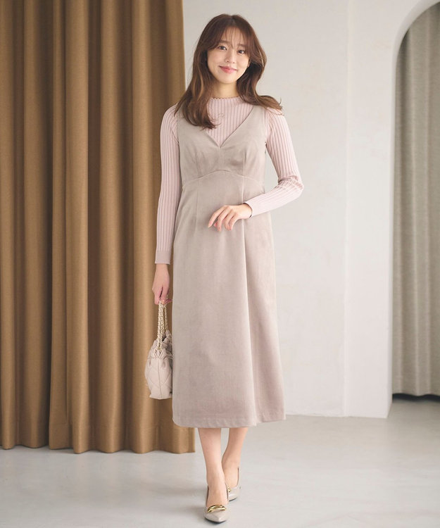 Feroux ベロア ジャンパースカート ベージュ系