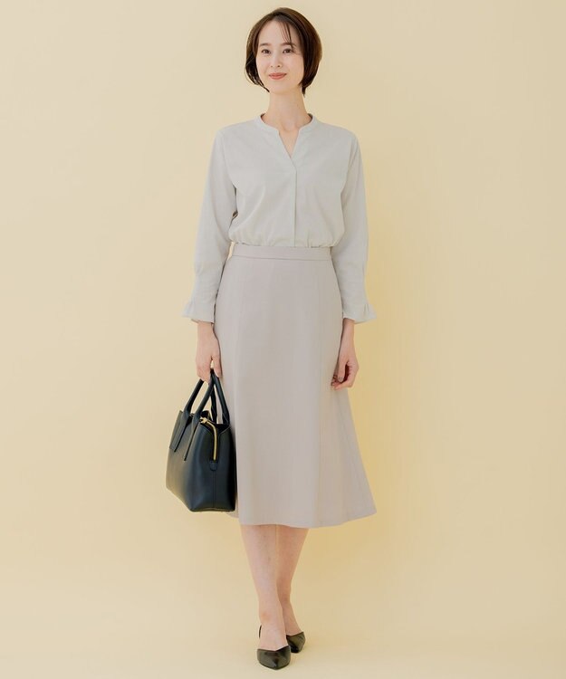 自由区 【XSサイズ～/洗える】トリコットジャージー プルオーバー ライトグレー系1