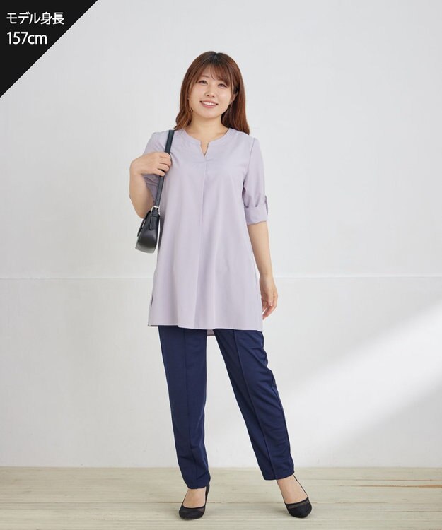 Tiaclasse 【洗える・接触冷感・紫外線ケア・サラごこち】選べるパンツ(テーパード/ワイド） ネイビー：テーパード