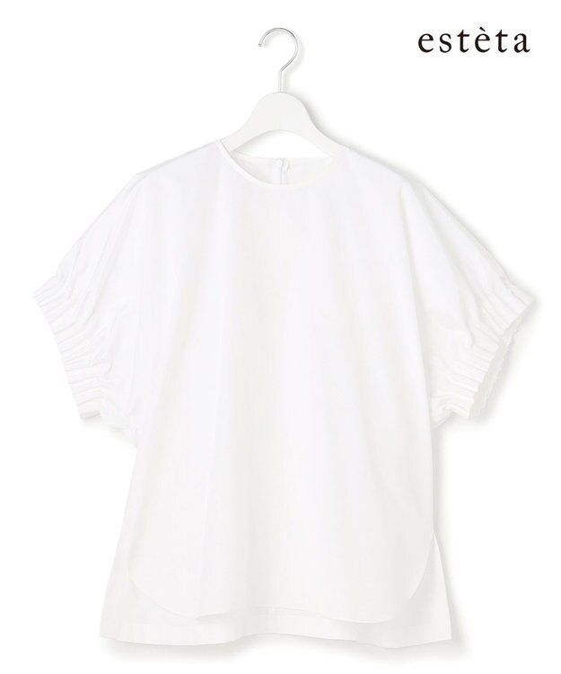 23区 L 【エステータ】ブライトローン スリーブデザイン ブラウス ホワイト系