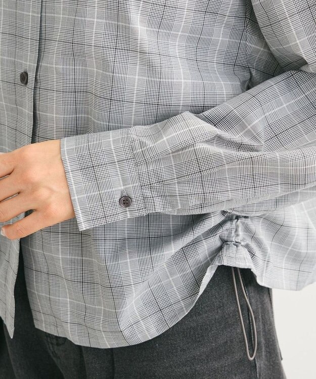 Green Parks サイドドロストショート丈シャツ（チェック） Check