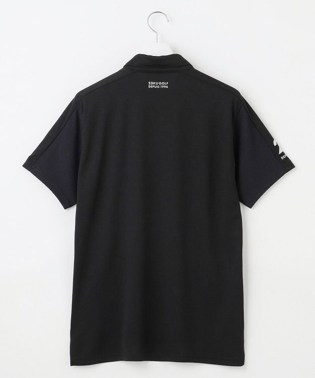23区GOLF 【MEN】【キングサイズ/吸水速乾/UVカット】ポンチコンビポロシャツ ブラック系